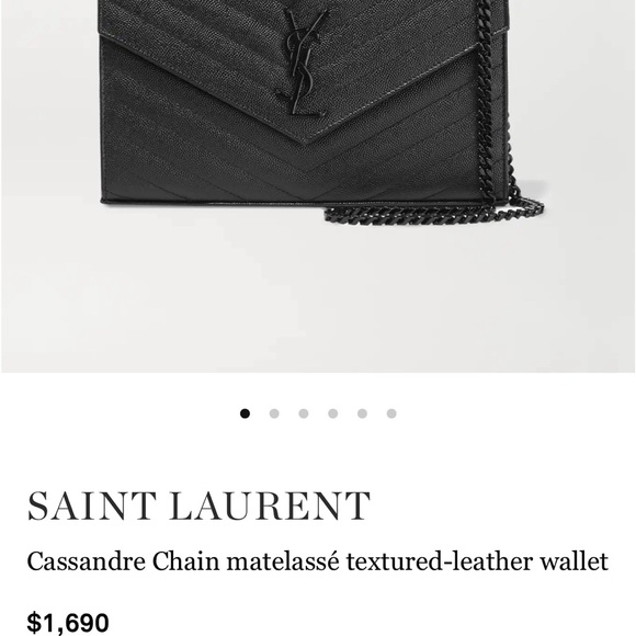 Yves Saint Laurent Monogram Large Wallet on Chain, Grained Leather - Picture 9 of 14
